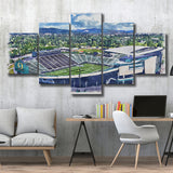 Autzen Stadium Oregon Football Stadium Watercolor Football, 5 Pieces, Multi Panel Canvas Prints Wall Art Decor