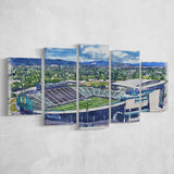 Autzen Stadium Oregon Football Stadium Watercolor Football, 5 Pieces, Multi Panel Canvas Prints Wall Art Decor