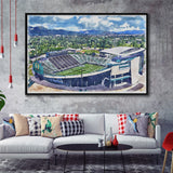 Autzen Stadium Oregon Football Stadium Watercolor Football, Sport Art Prints Fan Gift, Framed Canvas Prints Wall Art Decor