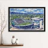 Autzen Stadium Oregon Football Stadium Watercolor Football, Sport Art Prints Fan Gift, Framed Canvas Prints Wall Art Decor