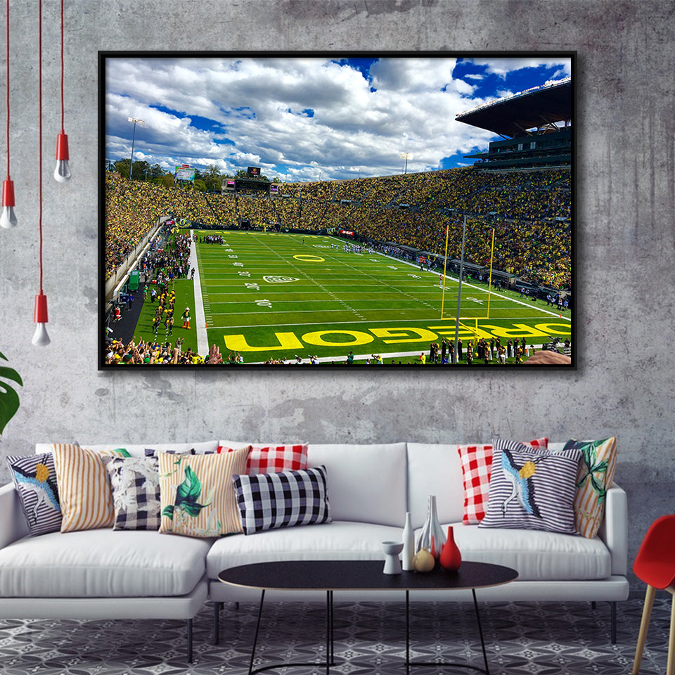 Autzen Stadium Field, Stadium Canvas, Sport Art, Gift for him, Framed Canvas Prints Wall Art Decor, Framed Picture