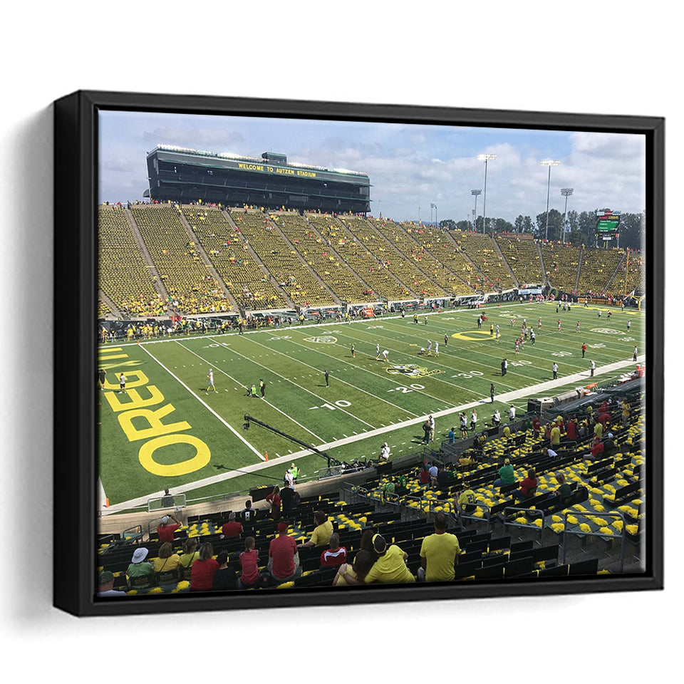 Autzen Stadium Wall Art Oregon Ducks Stadium Framed Canvas Prints American,Sport Stadium Art Prints, Fan Gift