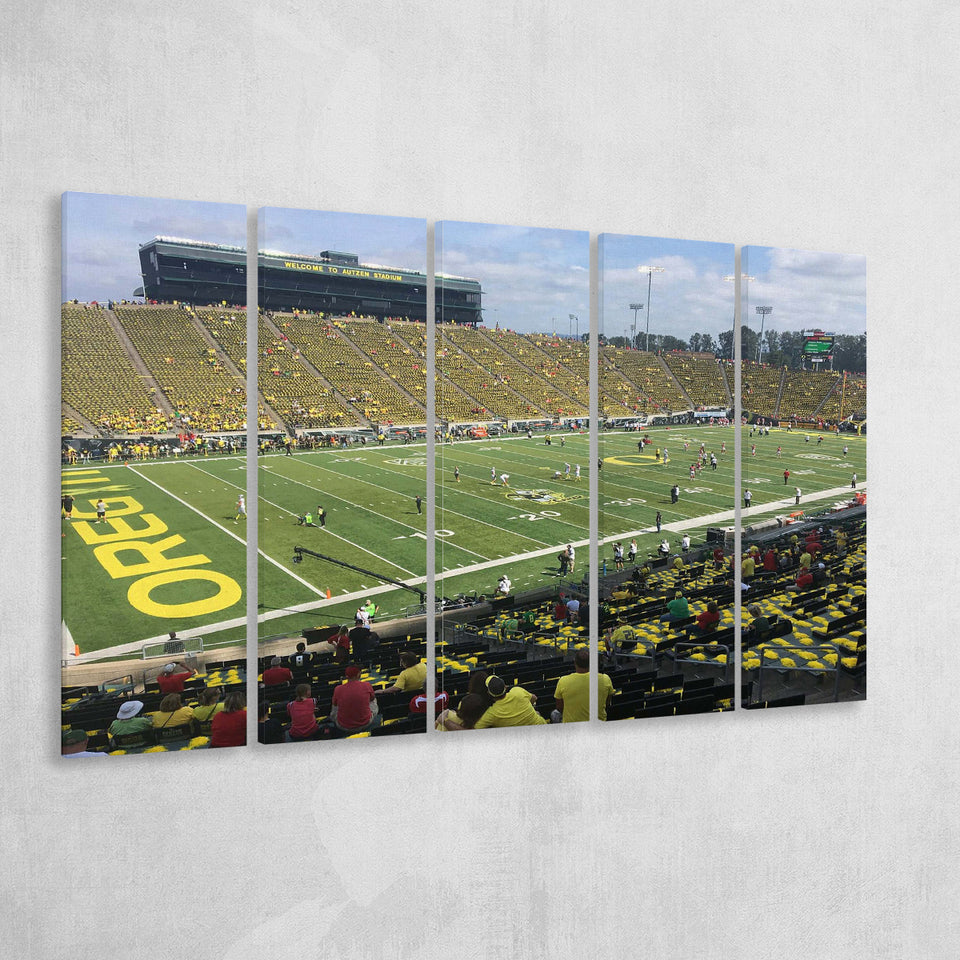 Autzen Stadium Wall Art Oregon Ducks Stadium Canvas Prints American,Multi Panels B,Sport Stadium Art Prints, Fan Gift