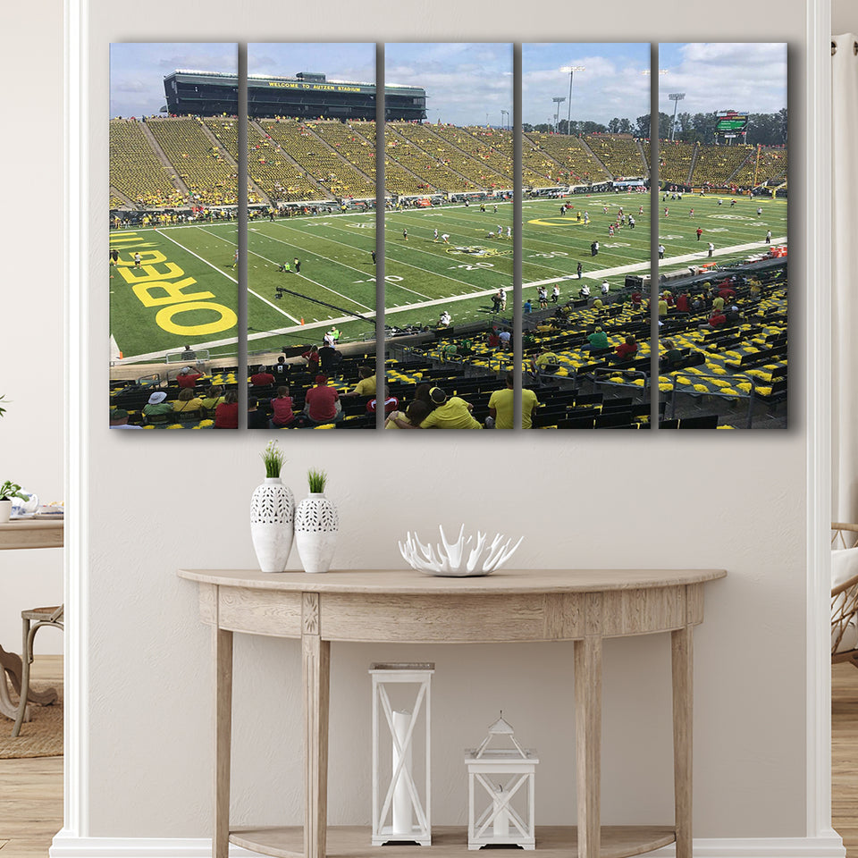 Autzen Stadium Wall Art Oregon Ducks Stadium Canvas Prints American,Multi Panels B,Sport Stadium Art Prints, Fan Gift