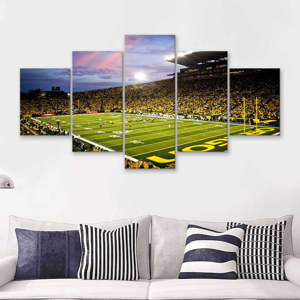 Autzen Stadium In Oregon  5 Pieces Canvas Prints Wall Art - Painting Canvas, Multi Panels, 5 Panel, Wall Decor