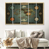 Avatar The Last Airbender World Map 5 Piece B Multi Panels Canvas Prints Wall Art - Painting Canvas,Wall Decor
