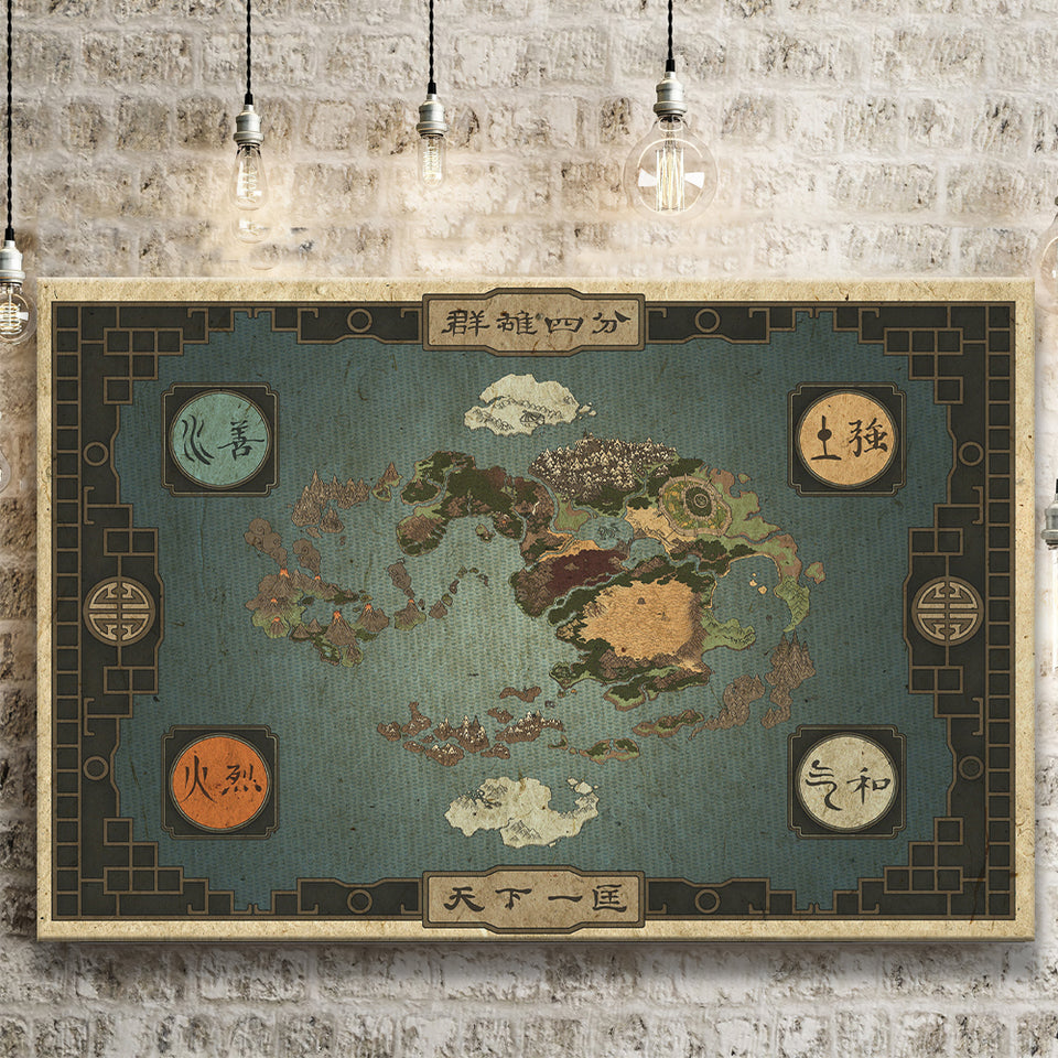 Avatar The Last Airbender World Map Canvas Prints Wall Art - Painting Canvas,Wall Decor,Art Print,Home Decor