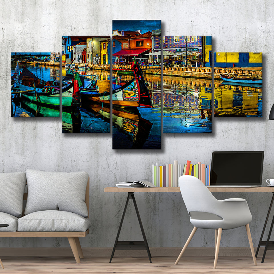 Aveiro, Portugal, Aveiro Painting, Multi Panels, 5 Pieces, Canvas Prints Wall Art Home Decor