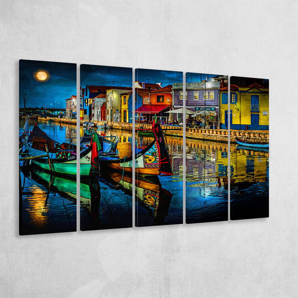 Aveiro, Portugal, Aveiro Painting, Multi Panels, 5 Pieces B, Canvas Prints Wall Art Home Decor,X Large Canvas