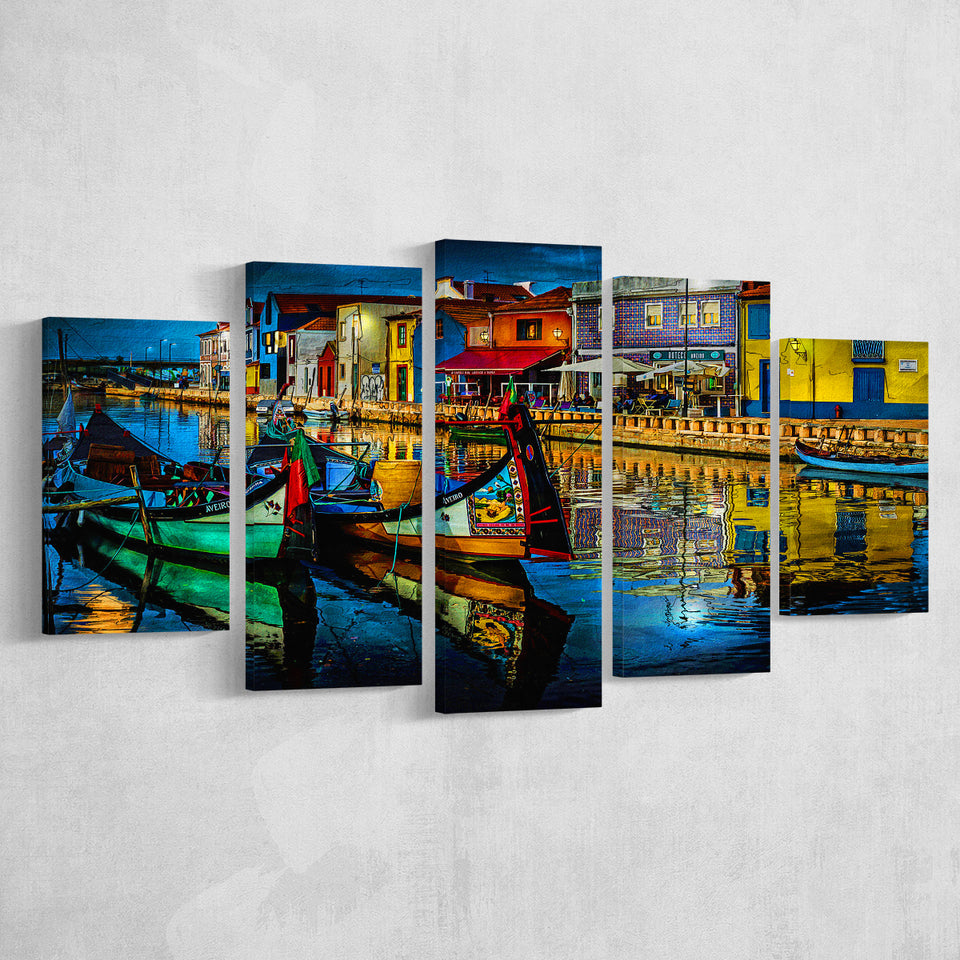 Aveiro, Portugal, Aveiro Painting, Multi Panels, 5 Pieces, Canvas Prints Wall Art Home Decor