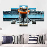 Aviation Biplane Sports Aircraft Mural 5 Piece Canvas Prints Wall Art Decor - Painting Canvas, Multi Panels