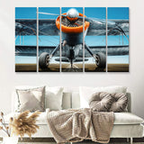 Aviation Biplane Sports Aircraft Mural 5 Piece B Canvas Prints Wall Art Decor - Painting Canvas, Multi Panels