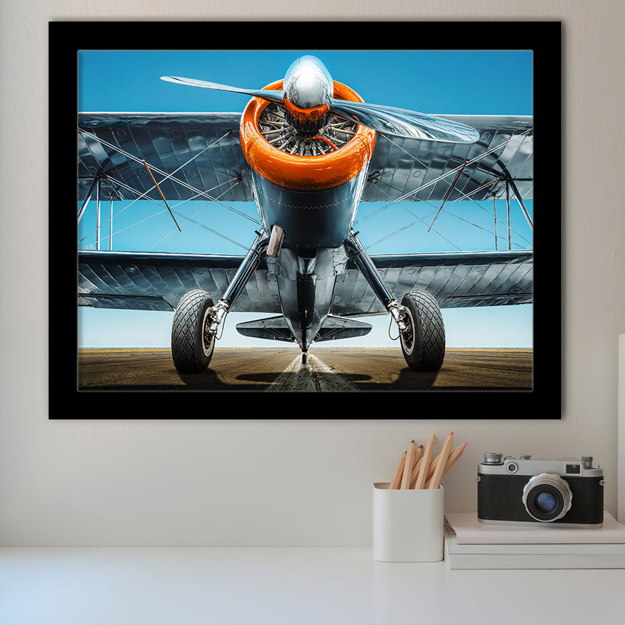 Aviation Biplane Sports Aircraft Mural Framed Art Prints Wall Decor - Painting Art, Framed Picture, Ready to Hang