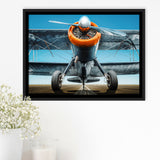 Aviation Biplane Sports Aircraft Mural Framed Canvas Prints Wall Art Decor - Painting Canvas, Black Framed Picture