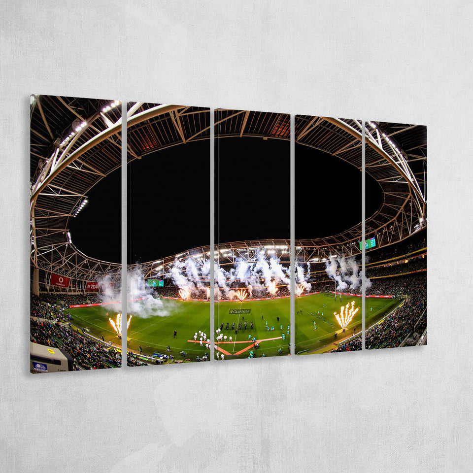 Aviva Stadium Fireworks, Stadium Canvas, Sport Art, Gift for him, Multi Panels B, Canvas Prints Wall Art Decor