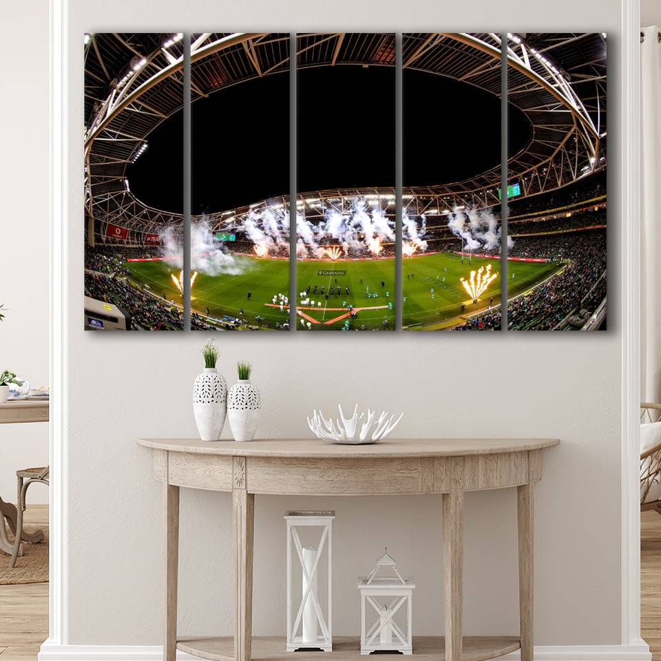 Aviva Stadium Fireworks, Stadium Canvas, Sport Art, Gift for him, Multi Panels B, Canvas Prints Wall Art Decor