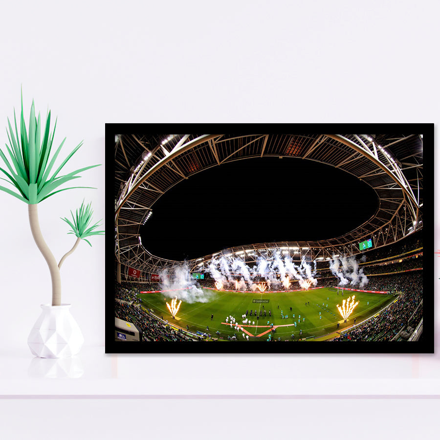 Aviva Stadium Fireworks, Stadium Canvas, Sport Art, Gift for him, Framed Art Prints Wall Art Decor, Framed Picture