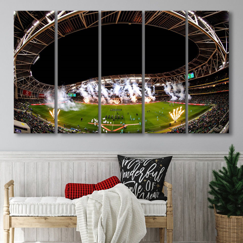 Aviva Stadium Fireworks, Stadium Canvas, Sport Art, Gift for him, Multi Panels B, Canvas Prints Wall Art Decor