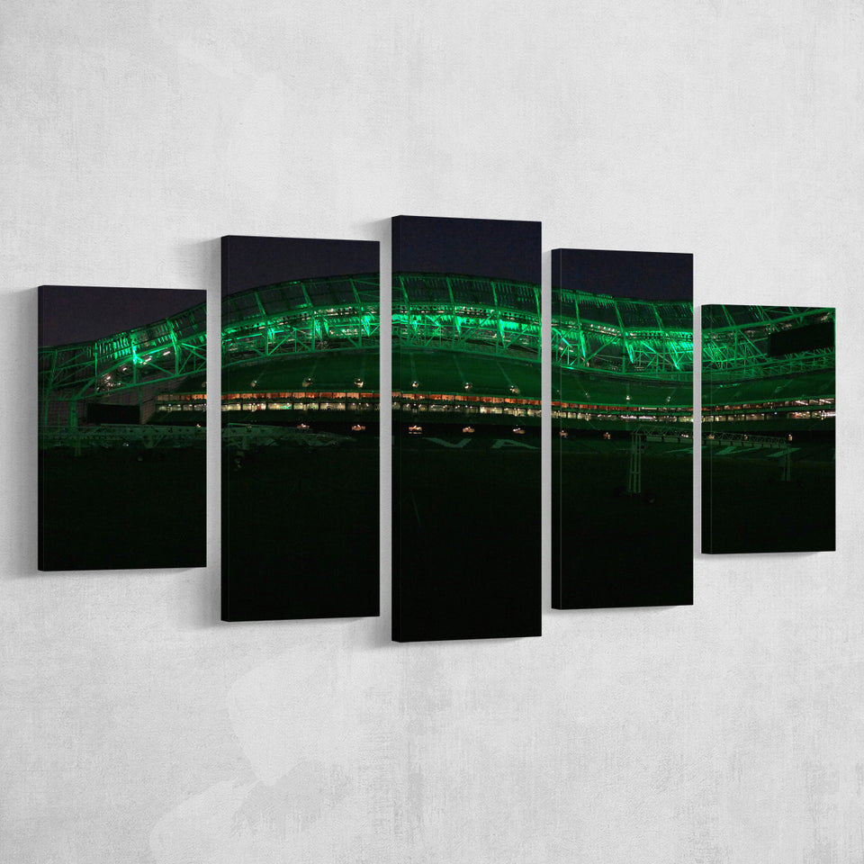 Aviva with Lights Stadium, Stadium Canvas, Sport Art, Large Canvas, Multi Panels, Canvas Prints Wall Art Decor