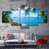 Awesome Tropical Island 5 Piece Canvas Prints Wall Art Decor - Painting Canvas, Multi Panels