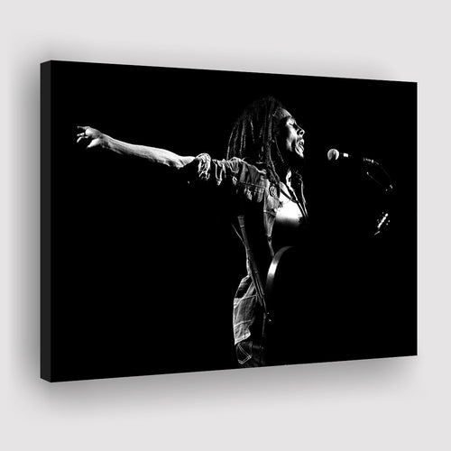 B.Marley Concert Vintage Art Black And White Canvas Prints Wall Art, Home Living Room Decor, Large Canvas