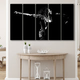 B.Marley Concert Vintage Art Black And White, 5 Panel B Canvas Prints Wall Art, Extra Large Canvas Decor