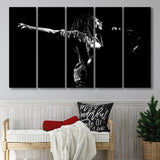 B.Marley Concert Vintage Art Black And White, 5 Panel B Canvas Prints Wall Art, Extra Large Canvas Decor