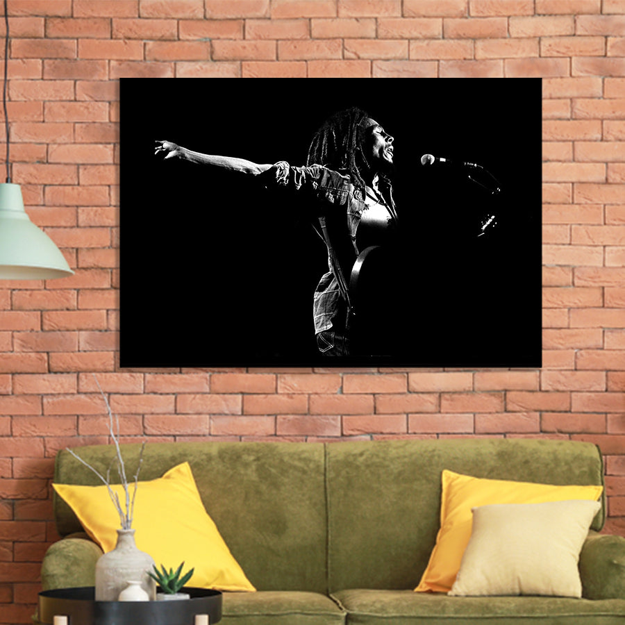 B.Marley Concert Vintage Art Black And White Framed Art Prints Wall Decor, Framed Picture, Large Art Prints