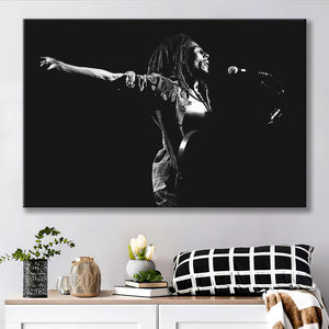 B.Marley Concert Vintage Art Black And White Canvas Prints Wall Art, Home Living Room Decor, Large Canvas