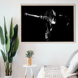 B.Marley Concert Vintage Art Black And White Framed Canvas Prints Wall Art, Floating Frame, Large Canvas Home Decor