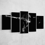 B.Marley Concert Vintage Art Black And White, 5 Panel Canvas Prints Wall Art,Mixed Canvas, Large Canvas