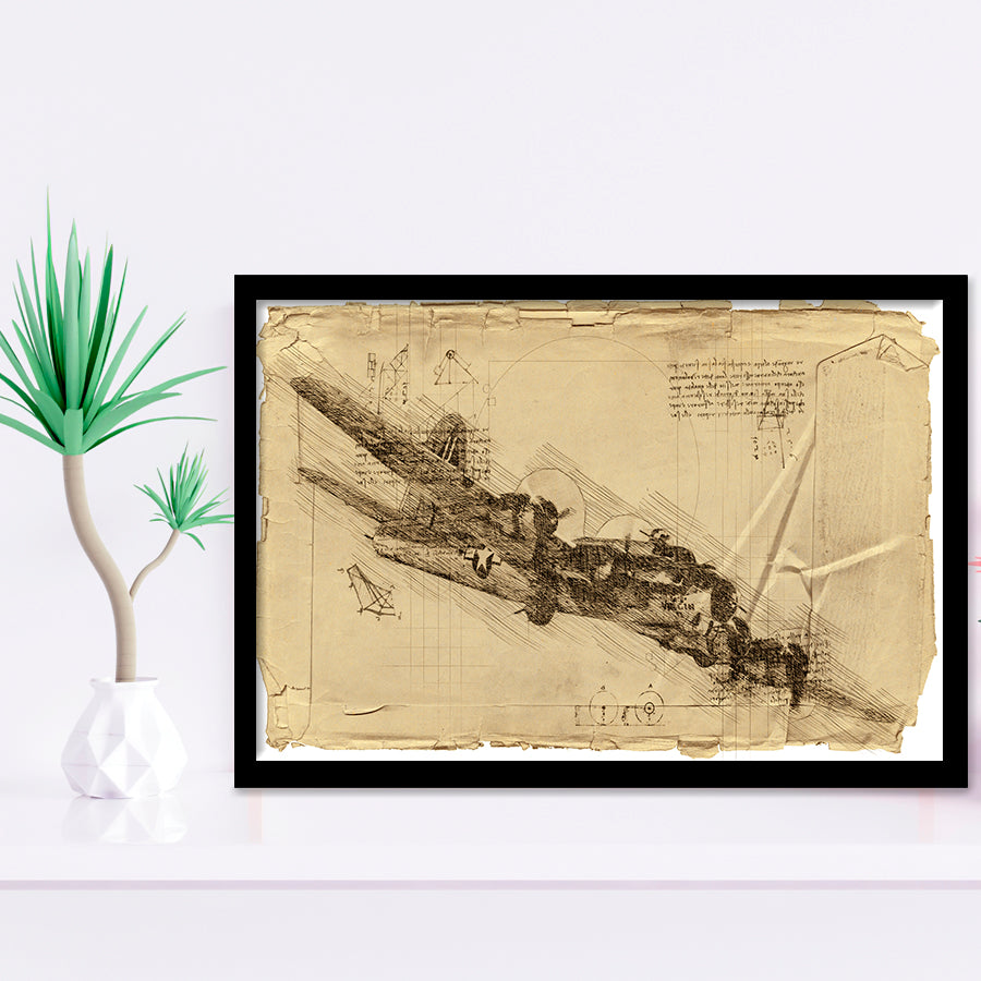 B17 Gunship Avion Bombardero Nubes Plane Framed Art Prints Wall Decor - Painting Art, Framed Picture, Home Decor,For Sale