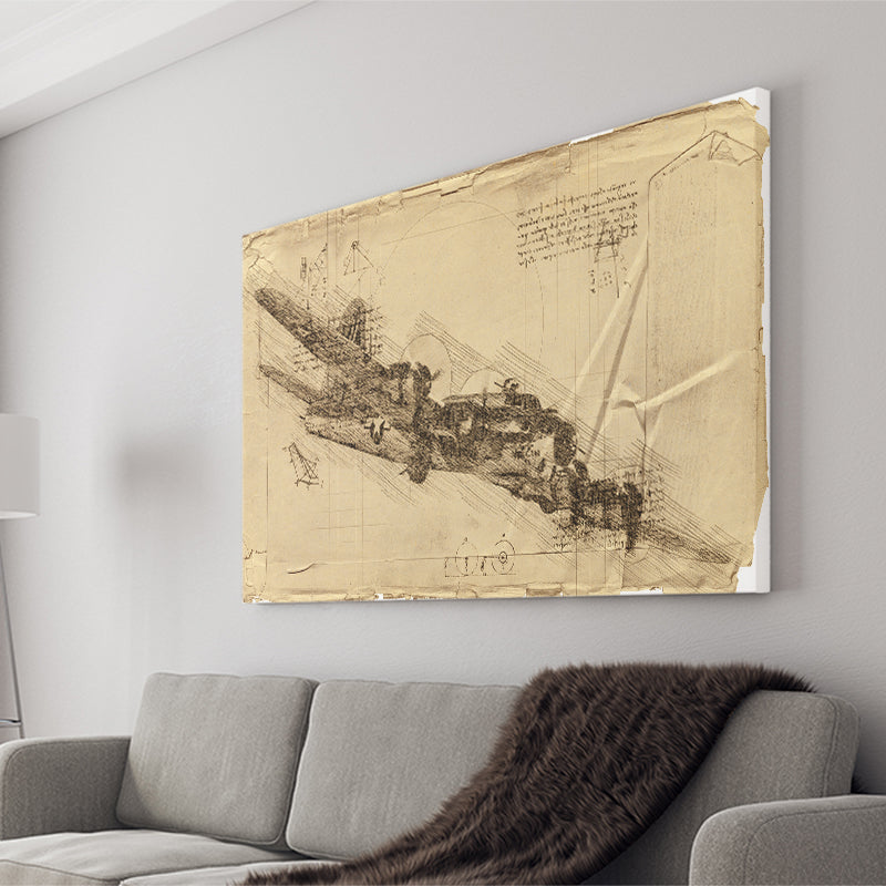 B17 Gunship Avion Bombardero Nubes Plane Canvas Prints Wall Art - Painting Canvas, Painting Prints, Wall Home Decor, Prints for Sale