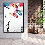 Balloon Dog Banksy Graffiti Art Framed Canvas Prints Wall Art Decor - Painting Canvas, Floating Frame, Framed Picture