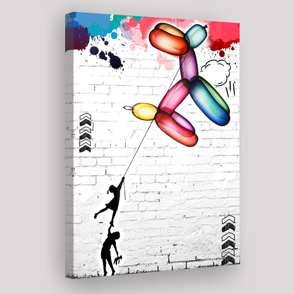 Balloon Dog Banksy Graffiti Art Canvas Prints Wall Art Decor - Painting Canvas, Home Decor, Art Print, Art For Sale