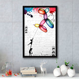 Balloon Dog Banksy Graffiti Art Framed Canvas Prints Wall Art Decor - Painting Canvas, Floating Frame, Framed Picture
