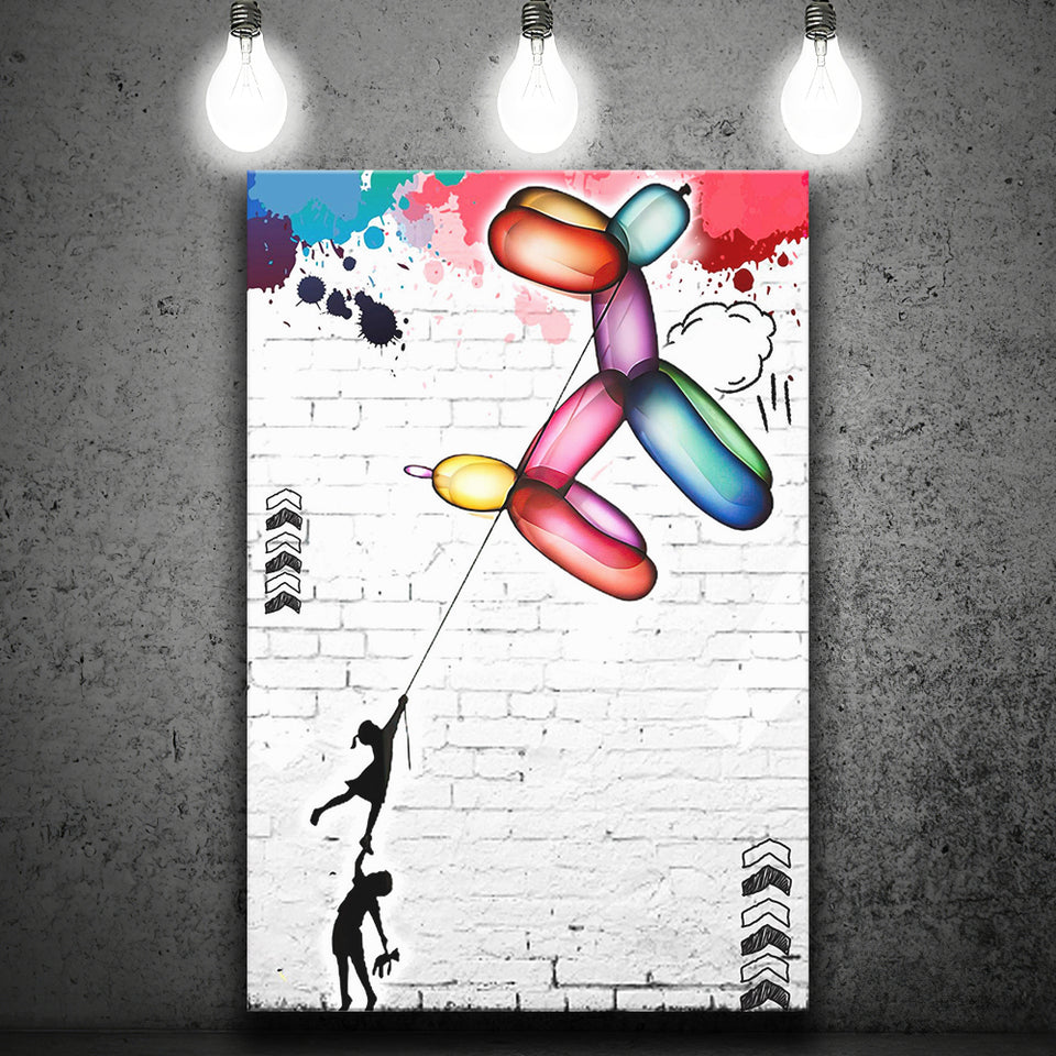 Balloon Dog Banksy Graffiti Art Canvas Prints Wall Art Decor - Painting Canvas, Home Decor, Art Print, Art For Sale