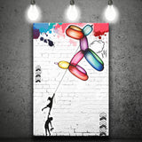 Balloon Dog Banksy Graffiti Art Canvas Prints Wall Art Decor - Painting Canvas, Home Decor, Art Print, Art For Sale
