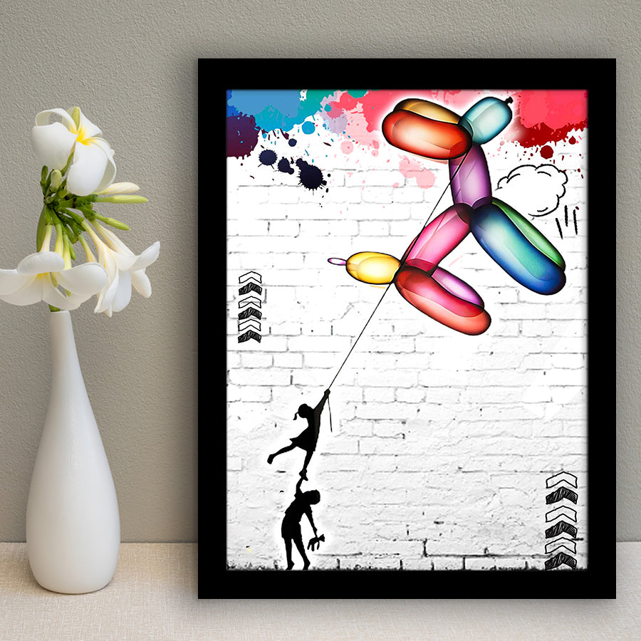 Balloon Dog Banksy Graffiti Art Framed Art Print Wall Decor