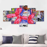 Balloon Dog Graffiti Art Canvas 5 Pieces Prints Wall Art Decor - Painting Canvas, Multi Panels, Canvas Print