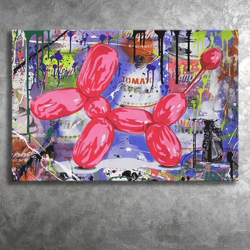 Balloon Dog Graffiti Art Canvas Prints Wall Art Decor - Painting Canvas, Home Decor, Art Print, Art For Sale