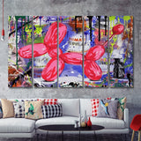 Balloon Dog Graffiti Art Canvas 5 Piece B Prints Wall Art Decor - Painting Canvas, Multi Panels, Canvas Prints