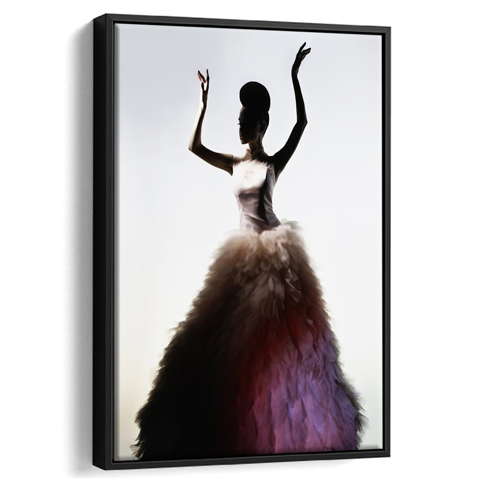 Beautiful Elegant Woman In Luxury Evening Dress Canvas Wall Art
