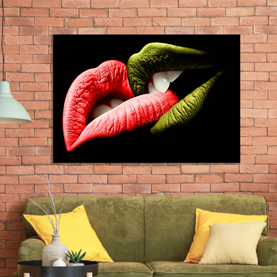 Bite My Lips Framed Art Prints Wall Decor - Painting Art,Framed Picture,For Sale, Ready to hang