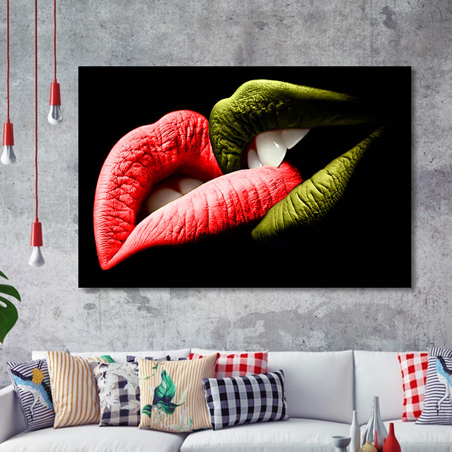 Bite My Lips Framed Art Prints Wall Decor - Painting Art,Framed Picture,For Sale, Ready to hang