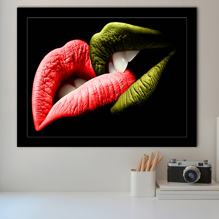 Bite My Lips Framed Art Prints Wall Decor - Painting Art,Framed Picture,For Sale, Ready to hang