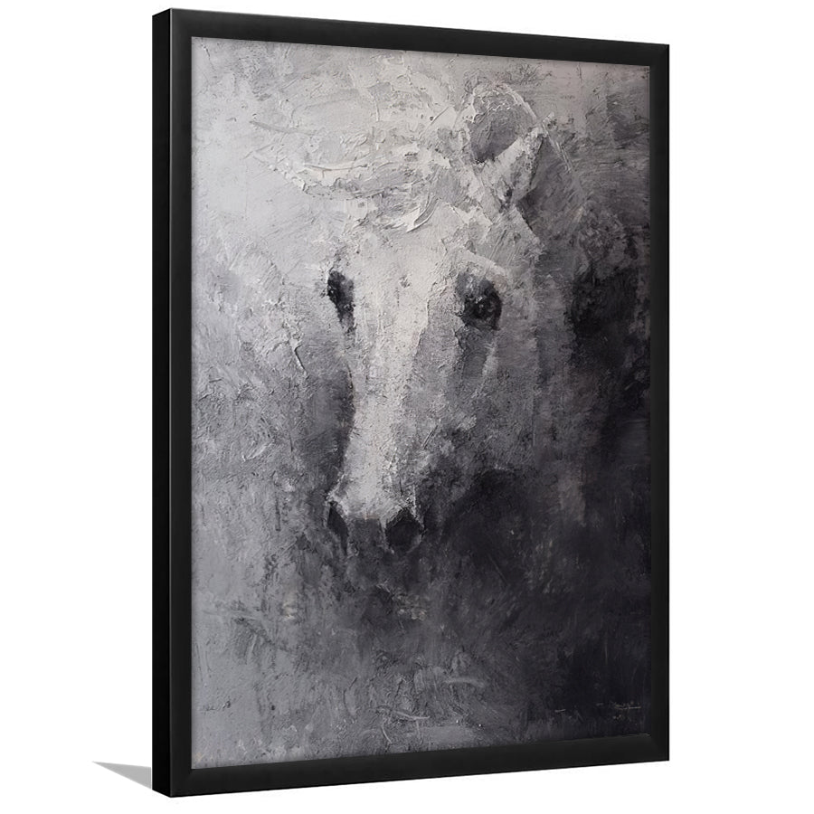 Black White Abstract Horse Painting Framed Art Prints Wall Decor - Painting Art, Home Decor, Black Frame, Prints for Sale
