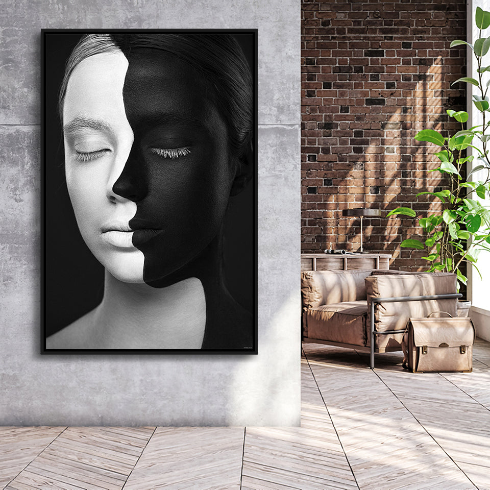 Black  White Framed Canvas Prints Wall Art Home Decor - Painting Canvas,Black Frame, Ready to hang