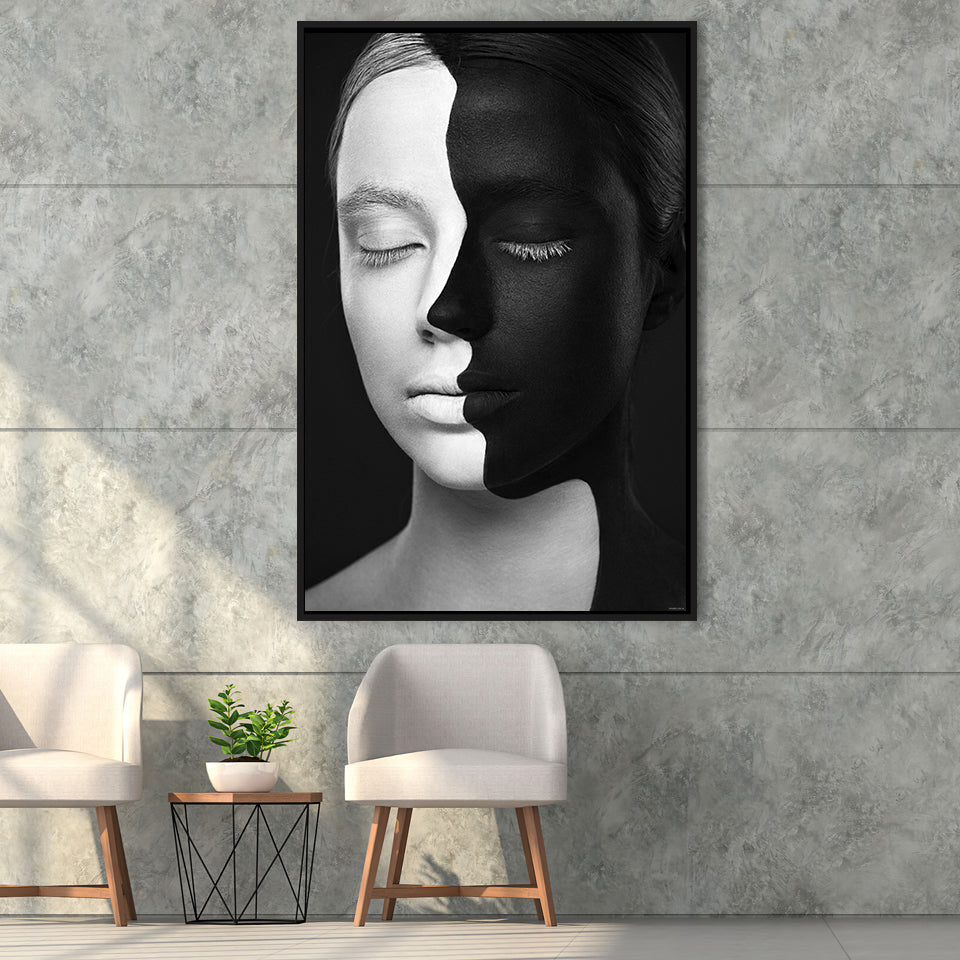 Black  White Framed Canvas Prints Wall Art Home Decor - Painting Canvas,Black Frame, Ready to hang
