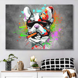 Bulldog Colorful Smoking Art Canvas Prints Wall Art Decor - Painting Canvas, Home Decor, Art Print, Art For Sale